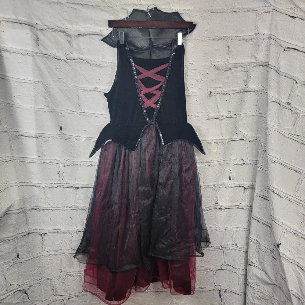 Girls Kids Vampire‎ Costume Dress with Collar Halloween Outfit Girls Size XL